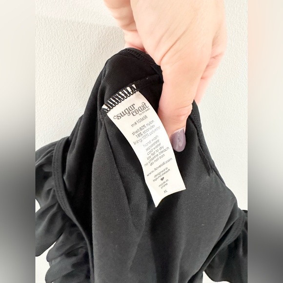 Sugar Coast By Lolli Swim Scoop Back Ruffle One Piece Bathing Suit Black Size XL - Picture 6 of 6
